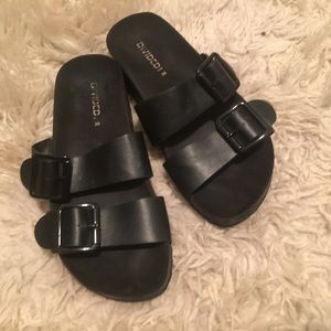 Black chunky Birkenstock-style sandals